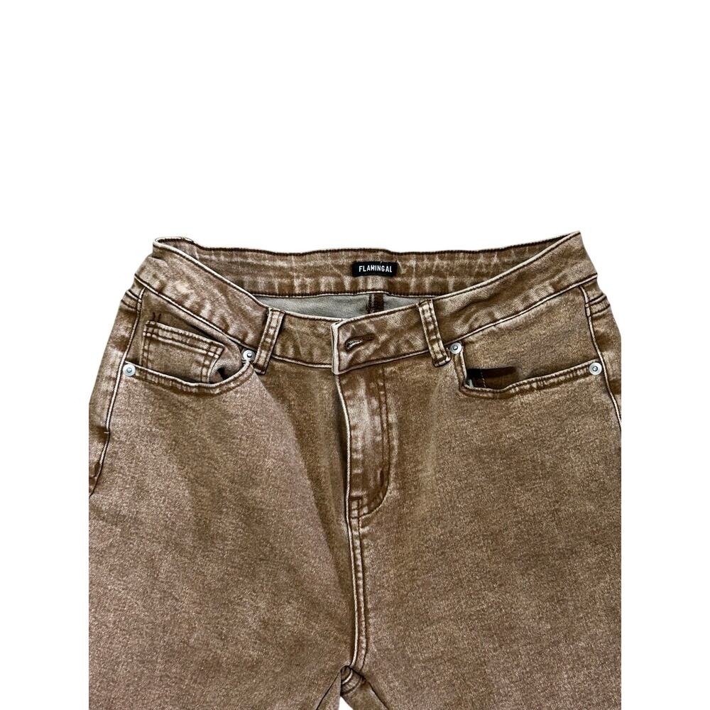 Flamingals Large Brown Floral Embroidered Flare Jeans Boho Western Y2K - Picture 7 of 7